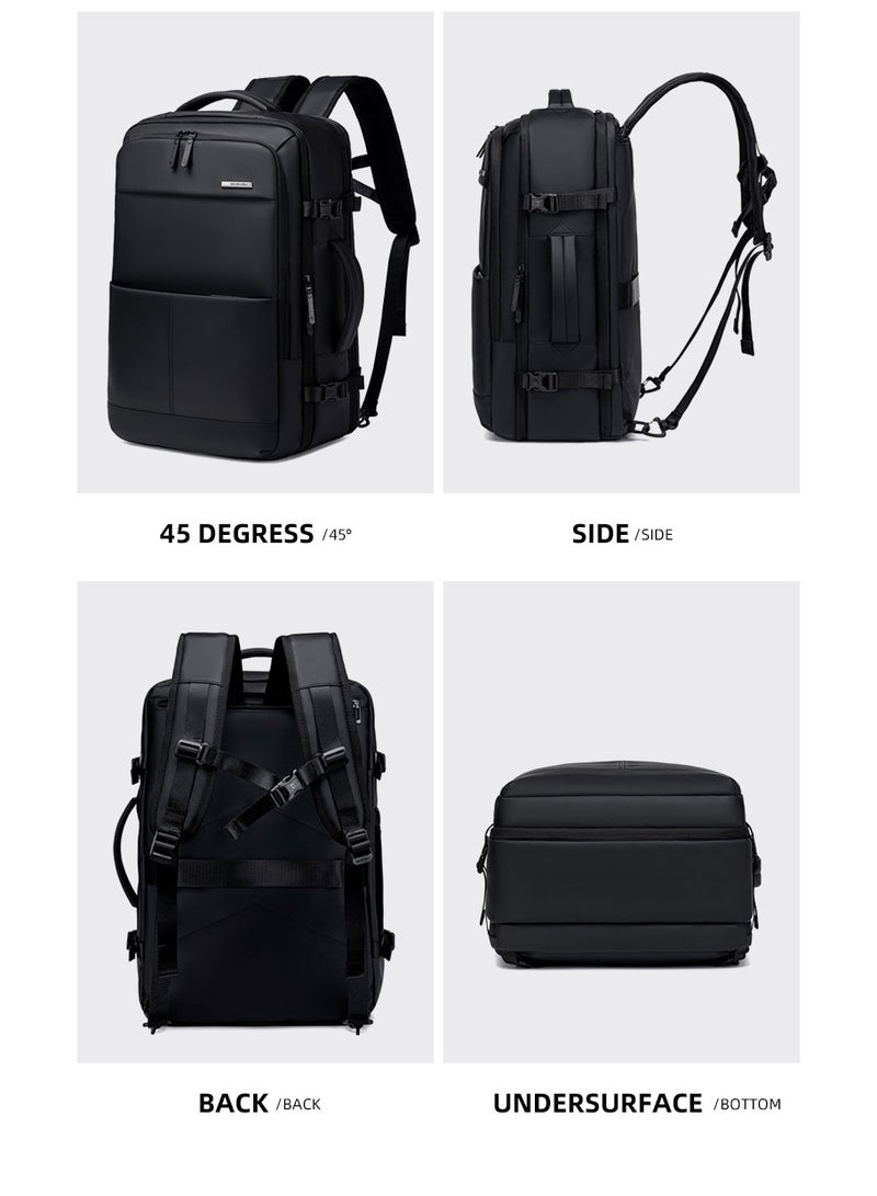 GB00734 15.6-inch Laptop Business Casual Large Capacity Water-resistant Backpack Bag - Black