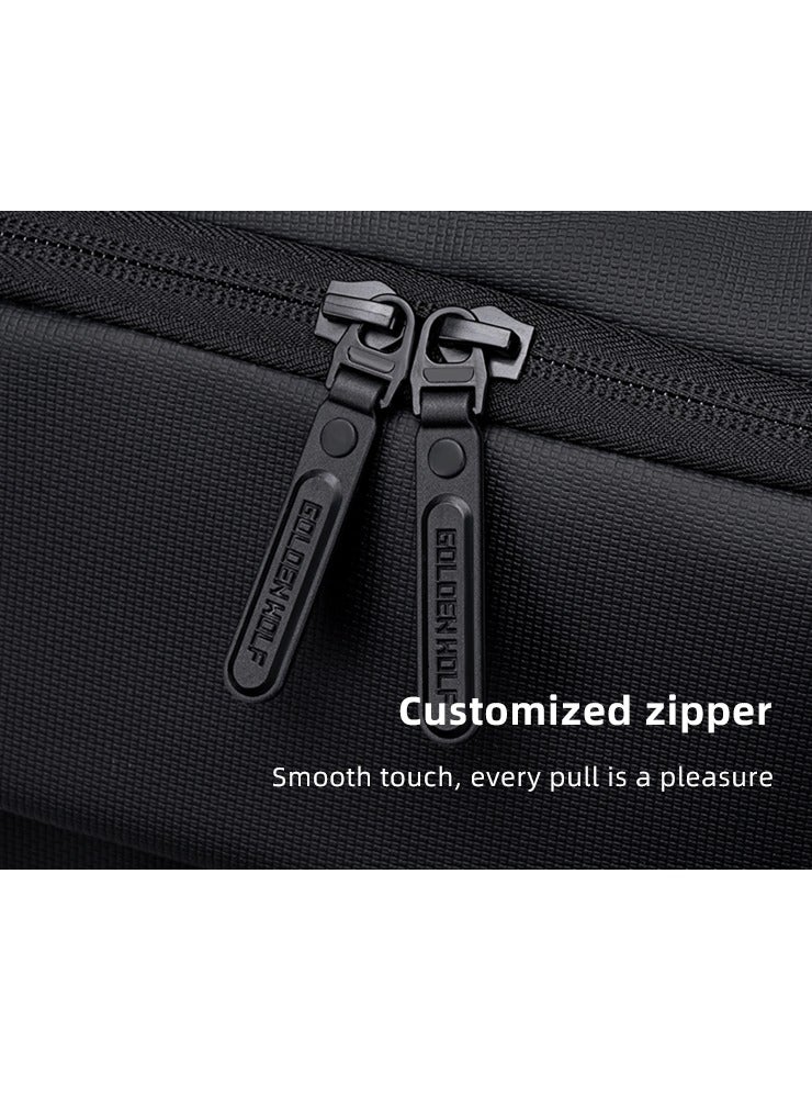 GB00734 15.6-inch Laptop Business Casual Large Capacity Water-resistant Backpack Bag - Black
