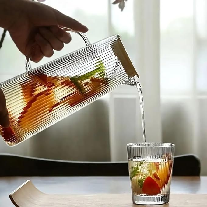 ECVV Water Pitcher High Borosilicate Cold Kettle Water 4 Pieces Cup Set Household Summer LargeCapacity Cool High Temperature Resistant Teapot Water Carafe - Image 5
