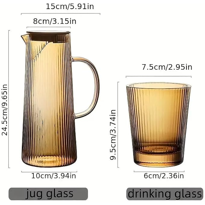 ECVV Water Pitcher High Borosilicate Cold Kettle Water 4 Pieces Cup Set Household Summer LargeCapacity Cool High Temperature Resistant Teapot Water Carafe - Image 3