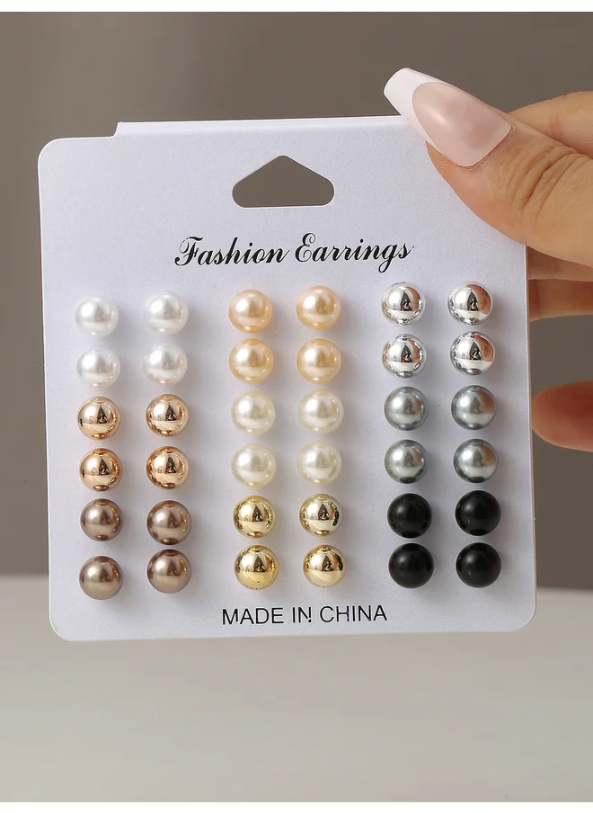 Take Two Take Two Set of 18 - Faux Pearl Earrings
