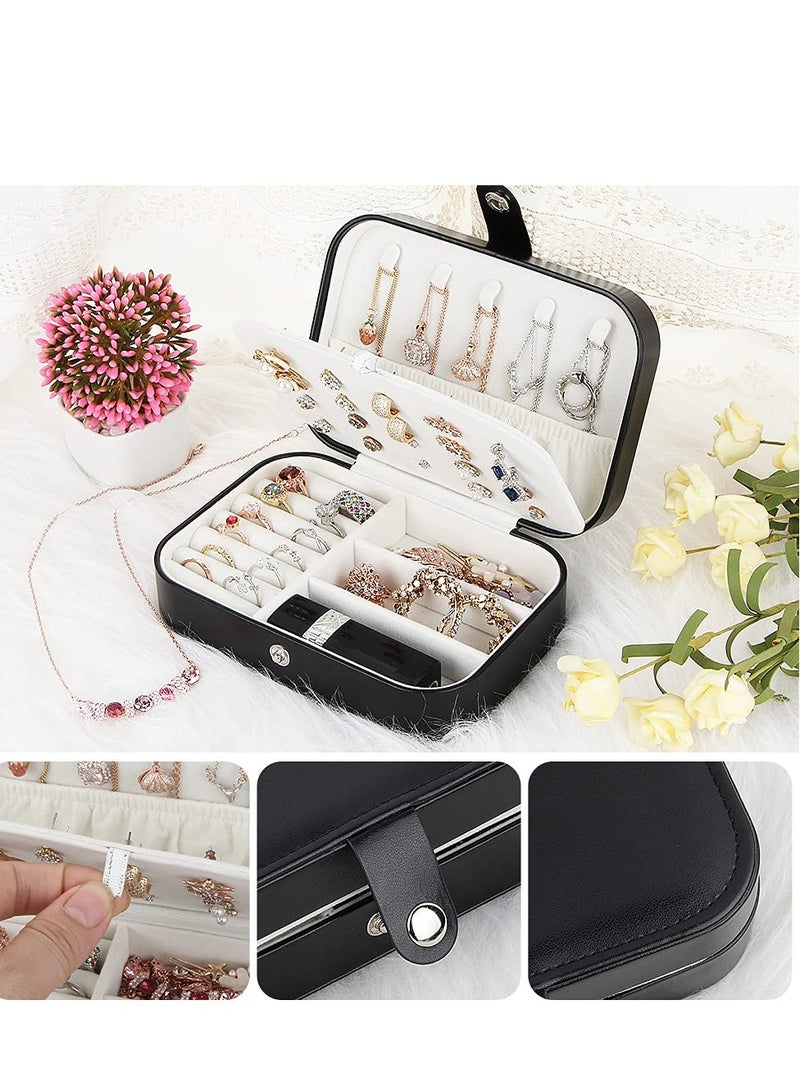 SOLARAE Jewelry Box, Travel Jewelry Organizer Cases with Doubel Layer for Women‚Äôs Necklace Earrings Rings and Travel Accessories, Black - Image 3