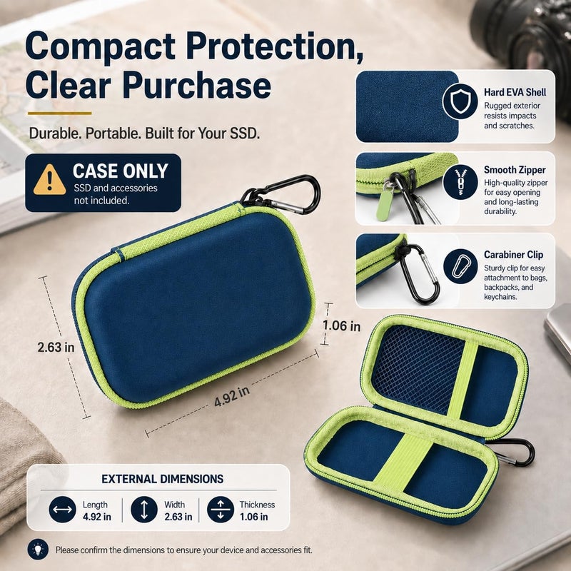 PAIYULE Case Compatible with SanDisk 1TB 2TB 500GB 4TB/for SanDisk PRO Extreme Portable SSD, External Solid State Hard Drive Storage Holder for SDSSDE61/ SDSSDE60/ SDSSDE81/SDSSDE30/SDSSDE60 (Box Only)(Green) - Image 4