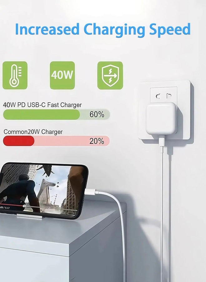 دراكلاو شاحن آيفون، شاحن آيفون 17 16 برو بقوة 40 وات بشحن سريع عبر منفذ Type C، شاحن USB-C سريع بمنفذ PD، رأس شاحن سريع لآيفون 17، مقبس طاقة من نوع Type-C، محول سفر عالمي، منفذ USB-C متوافق مع آيفون 17/17 برو/17 برو ماكس/آير/16/16 برو ماكس/15/15 برو/بلاس، آيباد، أيربودز - Image 2