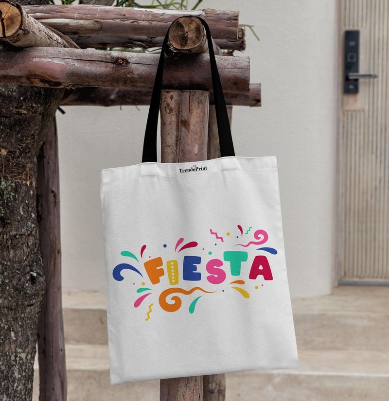 TrendoPrint Canvas White Tote Bags for Women with Zip 15Kgs Capacity, College Bag for Girls, 100% Organic Cotton Tote Bag for Shopping, Travel &Beach - Image 4