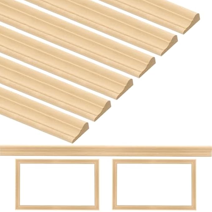 12 PCS WALL MOLDING TRIM, SPLIT WOOD SLATS MOULDINGS UNFINISHED FLUTED WOODEN PANEL WOOD TRIM MOLDING DECORATIVE FOR DIY DOOR, WALL, TABLE, CABINET (15.8" X 1.6" X 0.6") - Image 2