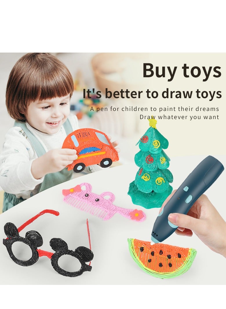 Generic Low Temperature 3D Printing Pen for Kids - Safe DIY Graffiti & Creative Crafts, Multi-Function Design, Perfect for Children's Art Projects (Blue)  - Image 2