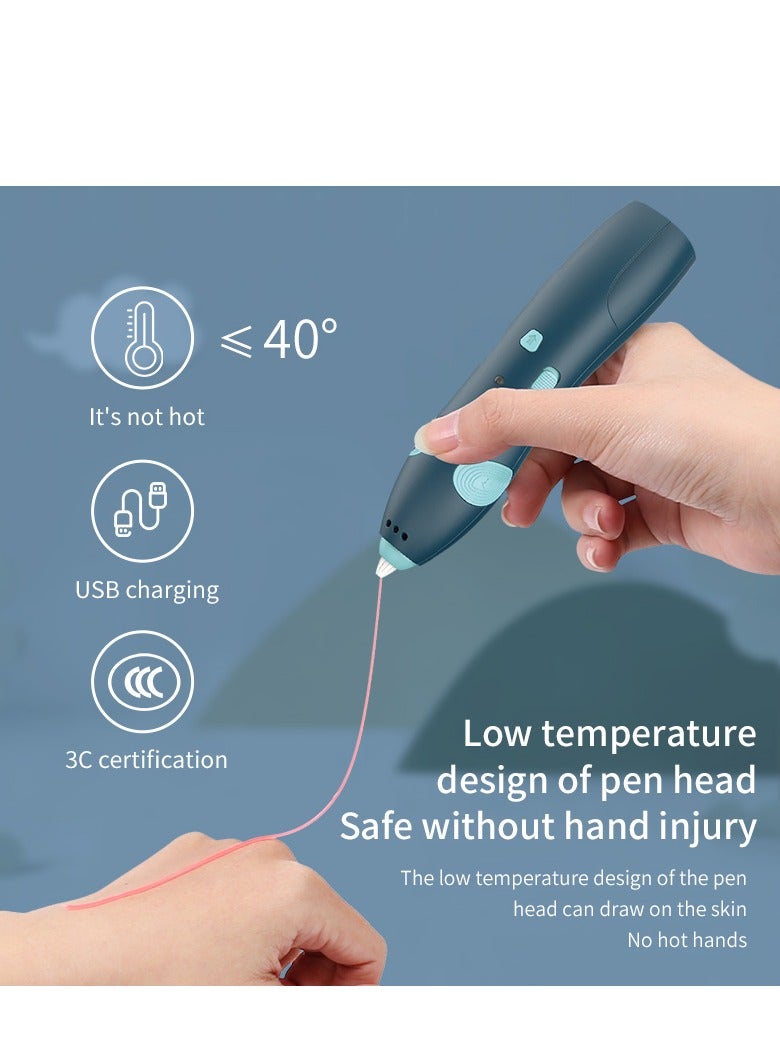 Generic Low Temperature 3D Printing Pen for Kids - Safe DIY Graffiti & Creative Crafts, Multi-Function Design, Perfect for Children's Art Projects (Blue)  - Image 3