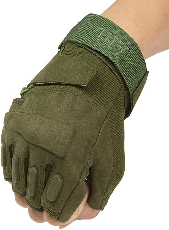 ZaySoo Unisex Microfibre Gym Gloves for Professional Weightlifting, Fitness Training and Workout | with Half-Finger Length, Wrist Wrap for Protection | and Tactical Thumb (Green) - Image 2