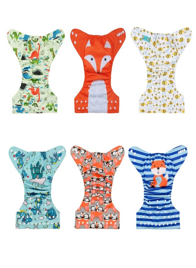 ALVABABY 6 Pack Cloth Diaper with 12 Inserts One Size Adjustable Washable Reusable Diaper Cover for Baby Girls and Boys - Image 3