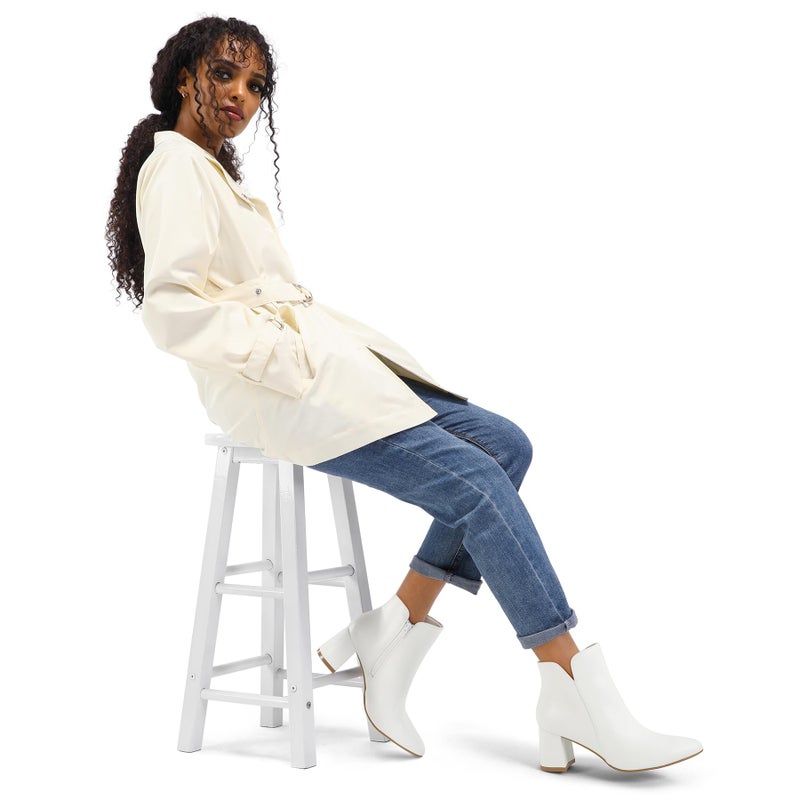 mysoft Women's Ankle Boots Chunky Block Low Heel Comfortable Pointed Toe Side V Cutout Dressy Office Booties with Zipper - Image 3