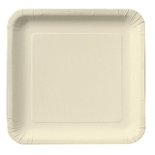Creative Converting Touch of Color 18 Count Square Paper Dinner Plates, Ivory - Image 1