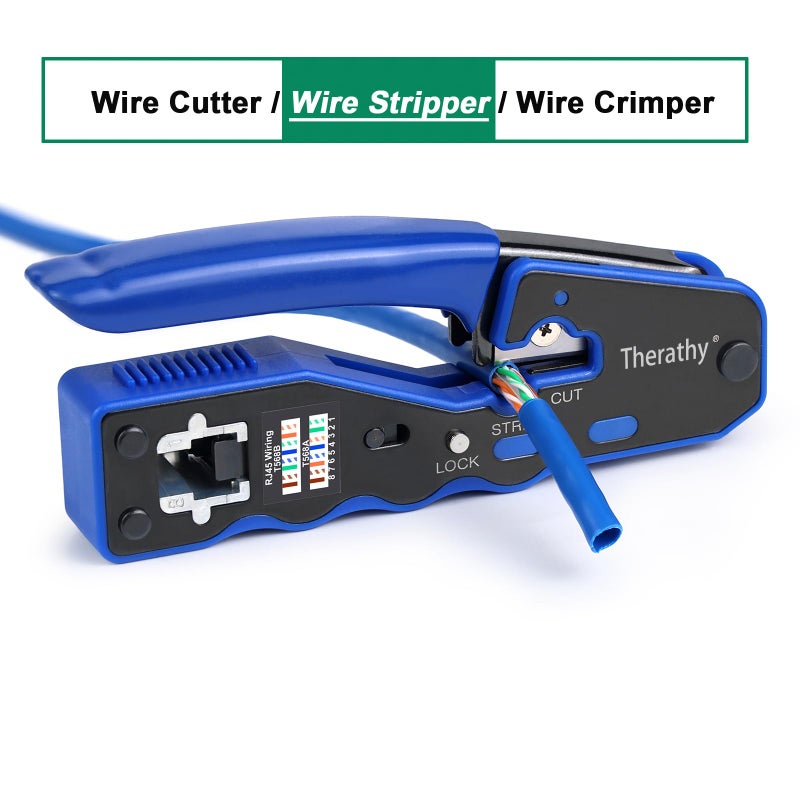 Therathy RJ45 Crimp Tool Kit, Ethernet Crimping Tool Kit for Pass Through RJ45 Connectors, Ethernet Crimper with Cat 6 Connectors (Cat5 Cat5e Cat6 Crimping Tool Kit) - Image 5