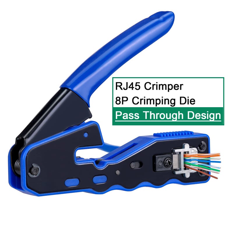 Therathy RJ45 Crimp Tool Kit, Ethernet Crimping Tool Kit for Pass Through RJ45 Connectors, Ethernet Crimper with Cat 6 Connectors (Cat5 Cat5e Cat6 Crimping Tool Kit) - Image 3