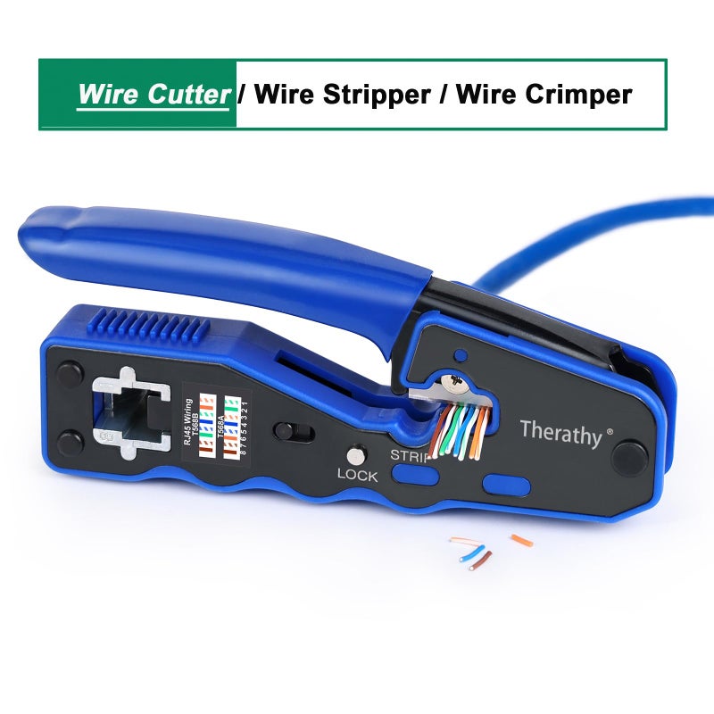 Therathy RJ45 Crimp Tool Kit, Ethernet Crimping Tool Kit for Pass Through RJ45 Connectors, Ethernet Crimper with Cat 6 Connectors (Cat5 Cat5e Cat6 Crimping Tool Kit) - Image 4