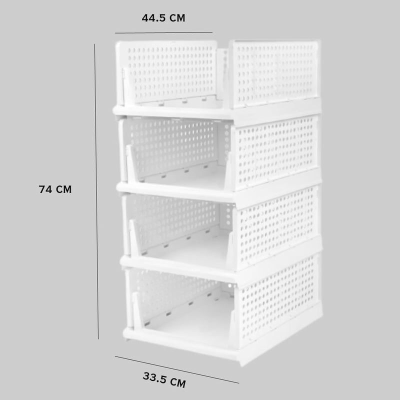 MEZON Plastic Foldable and Stackable Closet Organizer Clothes Organizer for Wardrobe Cupboard Organizer for Clothes Drawer Organizer Storage Organizer for Kitchen Office 4 - Image 2