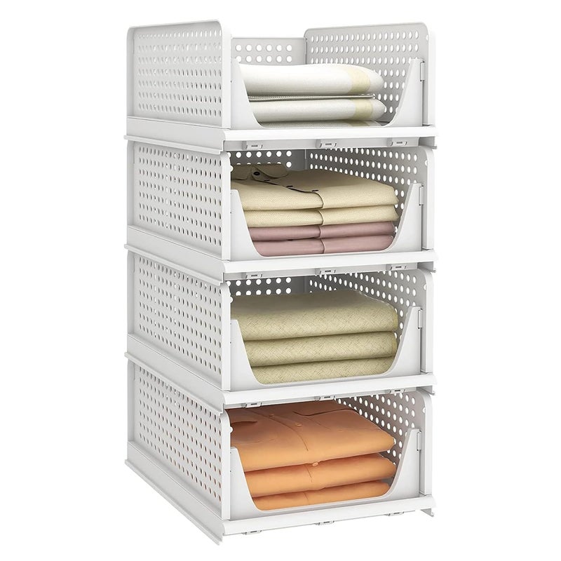 MEZON Plastic Foldable and Stackable Closet Organizer Clothes Organizer for Wardrobe Cupboard Organizer for Clothes Drawer Organizer Storage Organizer for Kitchen Office 4 - Image 1