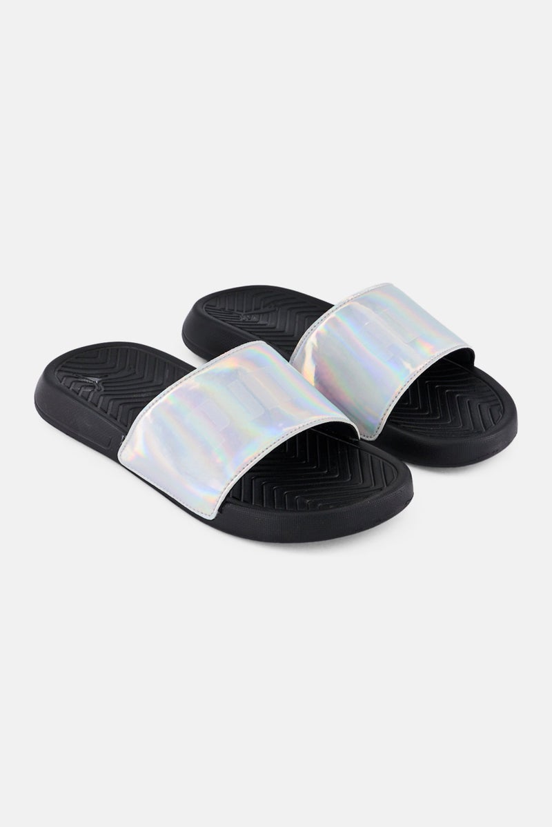 PUMA Kids Boy Popcat Chrome Slip On Slides, Silver  - Image 1