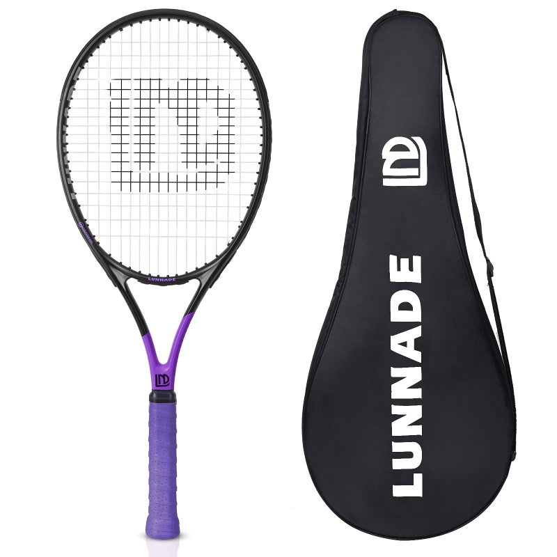 LUNNADE Adults Tennis Racket 27 Inch, Shockproof Carbon Fiber Tennis Racquet Light-Weight, Pre-Strung and Regrip, Suitable for Beginners to Intermediate Players - Image 1