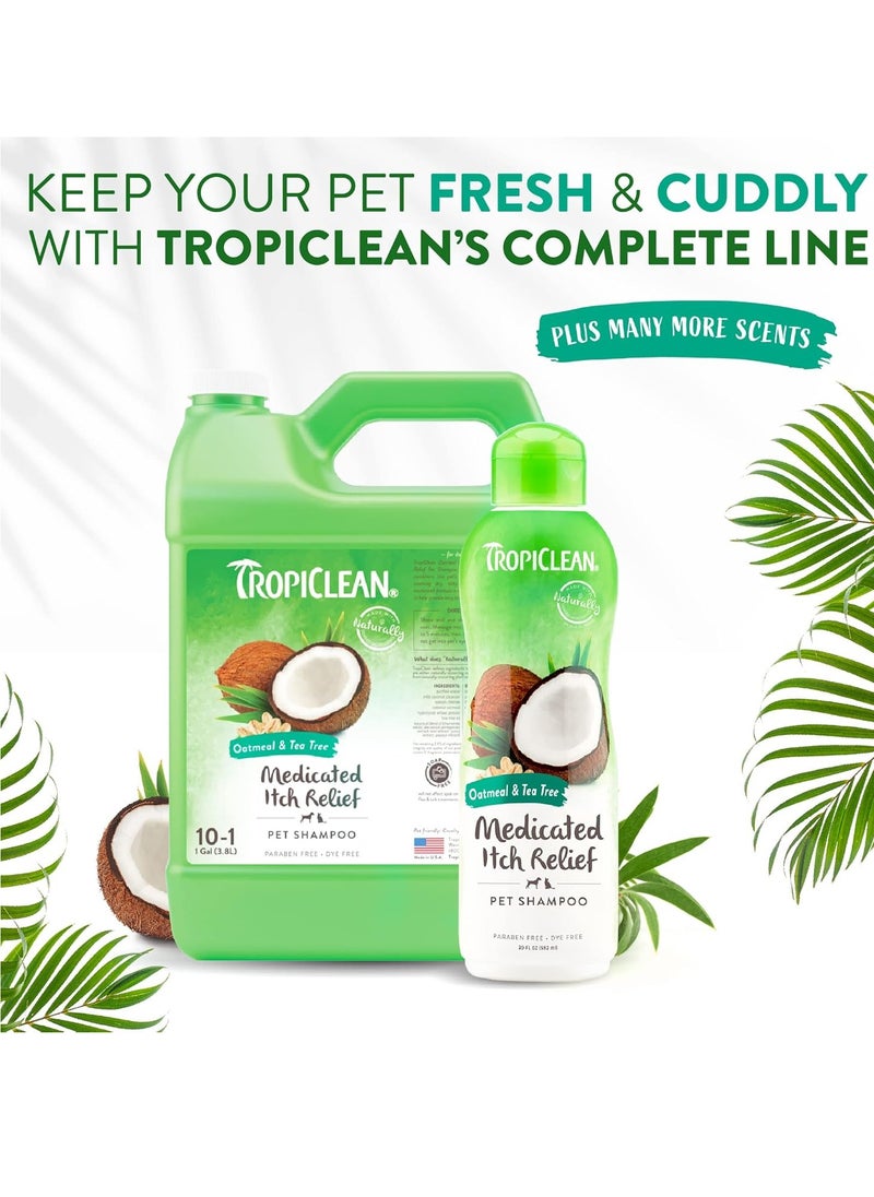 TropiClean Dog Shampoo Grooming Supplies Medicated Itch Relief Cat and Dog Shampoo for Itchy Skin and Allergies Derived from Natural Ingredients Used by Groomers Oatmeal and Tea Tree 355ml  - Image 3