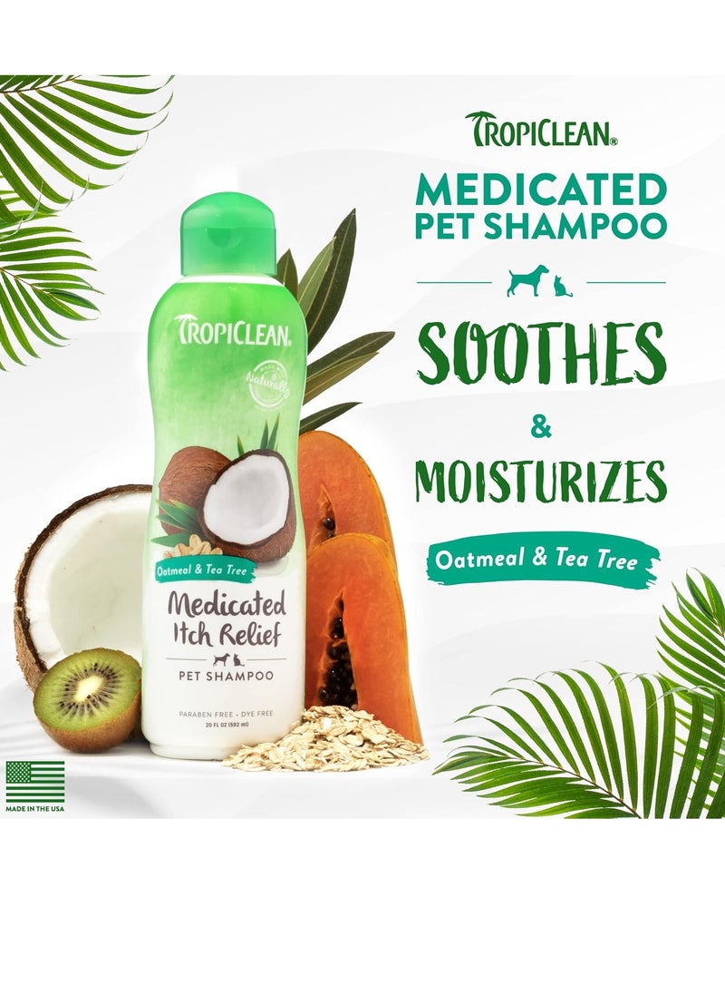 TropiClean Dog Shampoo Grooming Supplies Medicated Itch Relief Cat and Dog Shampoo for Itchy Skin and Allergies Derived from Natural Ingredients Used by Groomers Oatmeal and Tea Tree 355ml  - Image 4