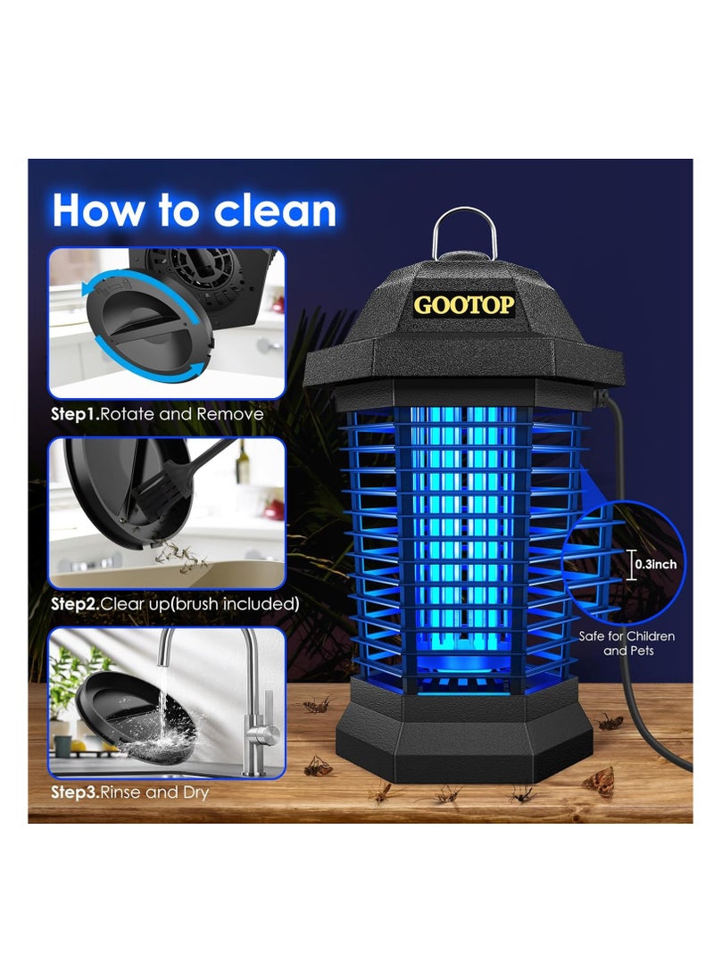 GOOTOP - GOOTOP Bug Zapper Outdoor Electric, Mosquito Zapper, Fly Traps, Fly Zapper, Mosquito Killer, 3 Prong Plug, 90-130V, ABS Plastic Outer (Black) - Image 1