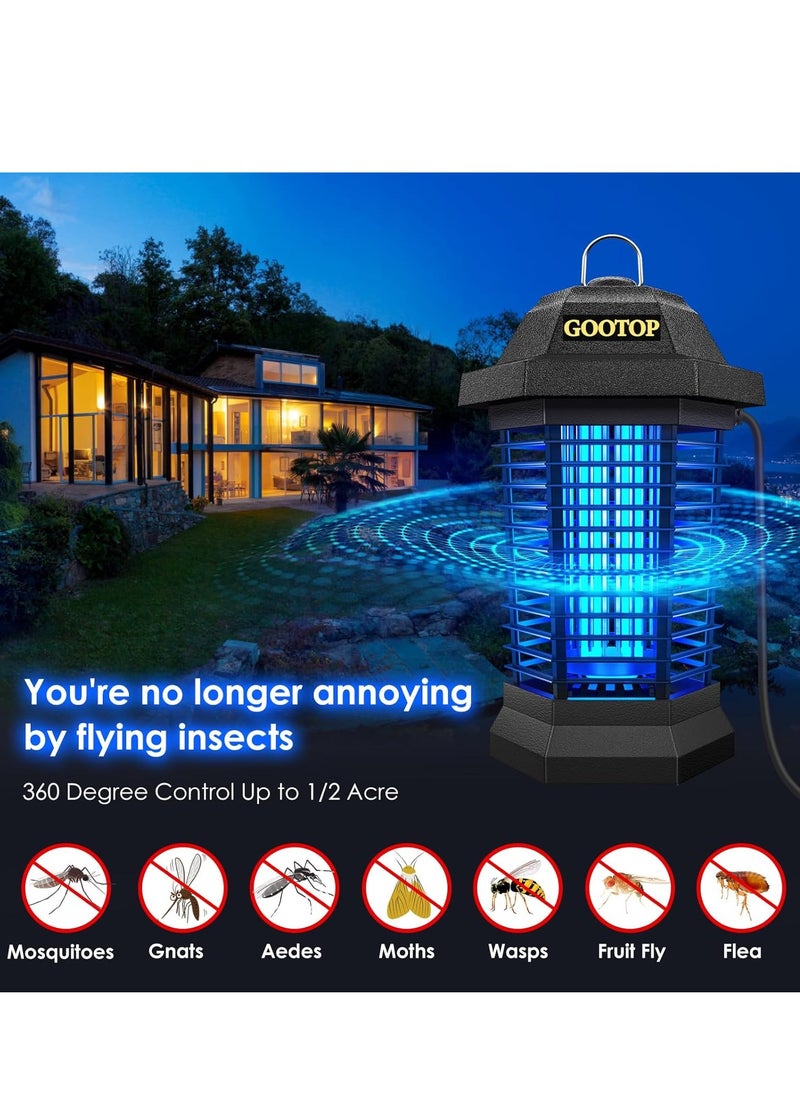 GOOTOP - GOOTOP Bug Zapper Outdoor Electric, Mosquito Zapper, Fly Traps, Fly Zapper, Mosquito Killer, 3 Prong Plug, 90-130V, ABS Plastic Outer (Black) - Image 1