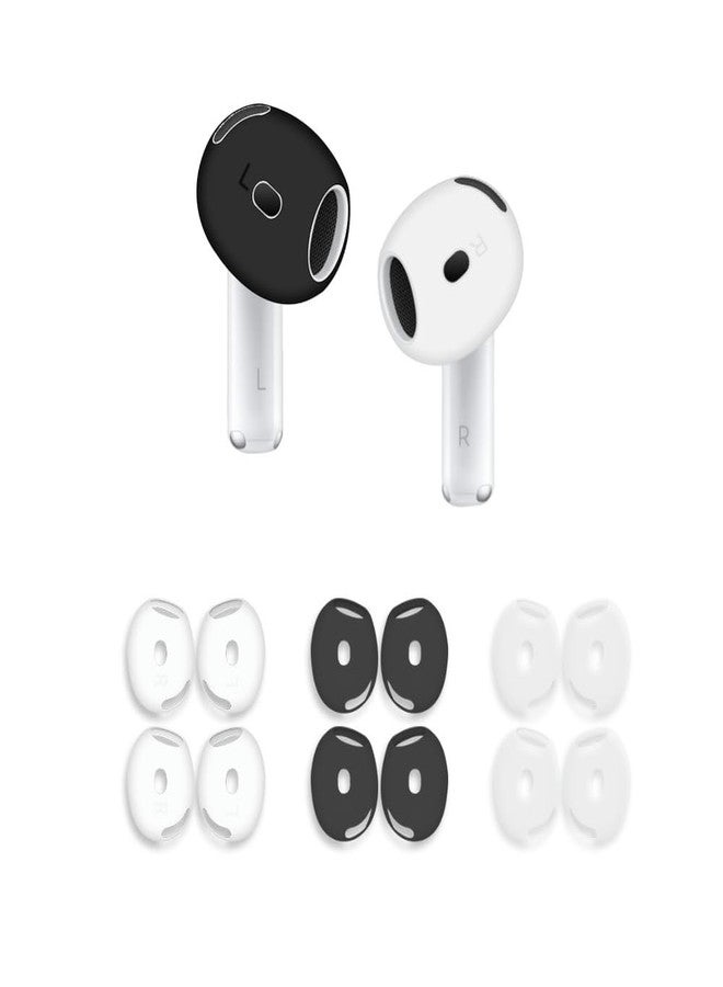 Love Mei 6 أزواج من أغطية الأذن لـ AirPods 4، نصائح جلد الأذن المضادة للانزلاق، ملحقات رياضية رفيعة جداً وناعمة من السيليكون، أغطية هلامية متوافقة مع AirPods الجيل الرابع (أبيض وأسود) - Image 1