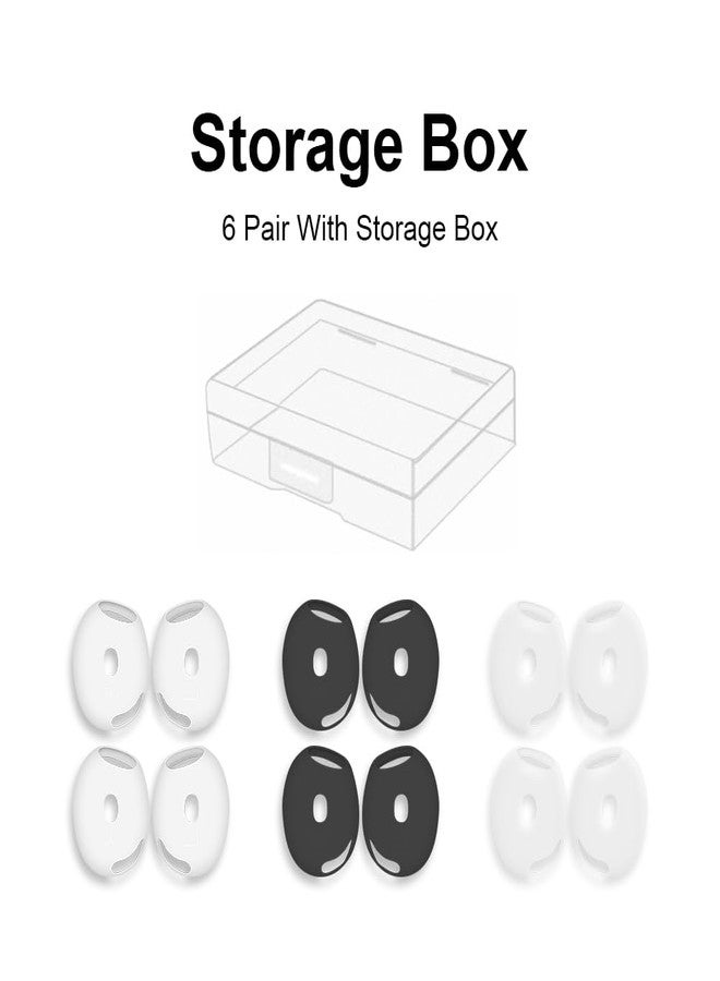Love Mei 6 أزواج من أغطية الأذن لـ AirPods 4، نصائح جلد الأذن المضادة للانزلاق، ملحقات رياضية رفيعة جداً وناعمة من السيليكون، أغطية هلامية متوافقة مع AirPods الجيل الرابع (أبيض وأسود) - Image 2