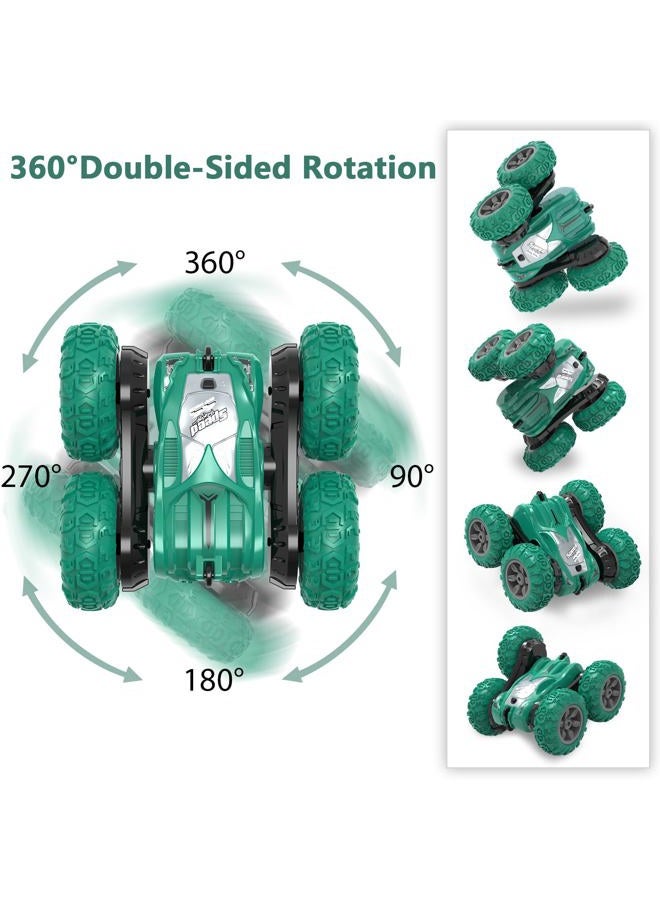 AFUNX Remote Control Car,RC Stunt Double Sided 360° Rolling Rotating Rotation Cars, High Speed Off Road Racing Truck for 3 4 5 6 7 8-12 Year Old Boy Kids Toy (Green) - Image 3