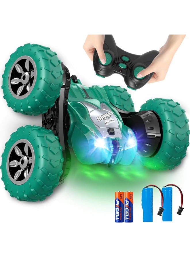 AFUNX Remote Control Car,RC Stunt Double Sided 360° Rolling Rotating Rotation Cars, High Speed Off Road Racing Truck for 3 4 5 6 7 8-12 Year Old Boy Kids Toy (Green) - Image 1