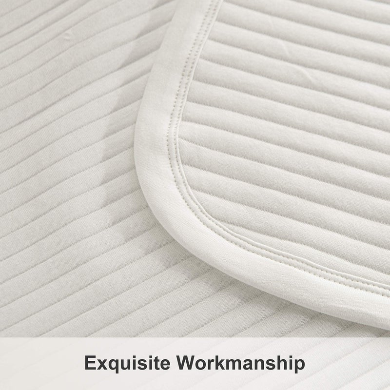 NTBAY Jersey Cotton Quilted Toddler Blanket, Breathable and Warm for Boys and Girls Baby Blanket, 30x40 Inches, White Stripe - Image 2