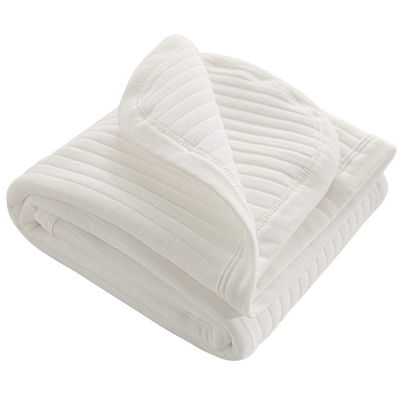 NTBAY Jersey Cotton Quilted Toddler Blanket, Breathable and Warm for Boys and Girls Baby Blanket, 30x40 Inches, White Stripe - Image 1