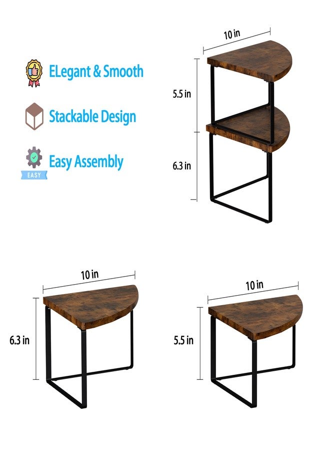 Golener Corner Shelf Countertop Organizer - Set of 2 Corner Shelves for Kitchen Cabinet Organizer, Spice Rack, Stackable Bathroom Organizers and Storage, Sink Rack, Corner Cabinet, Counter Decor, Rustic Brown - Image 5