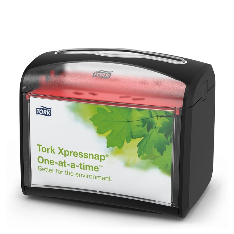 Tork موزع مناديل طاولة إكسبريسناپ أسود بتوزيع واحد في كل مرة، تصميم صحي، متين، عبوة واحدة x 1 موزع (6232100) - Image 1