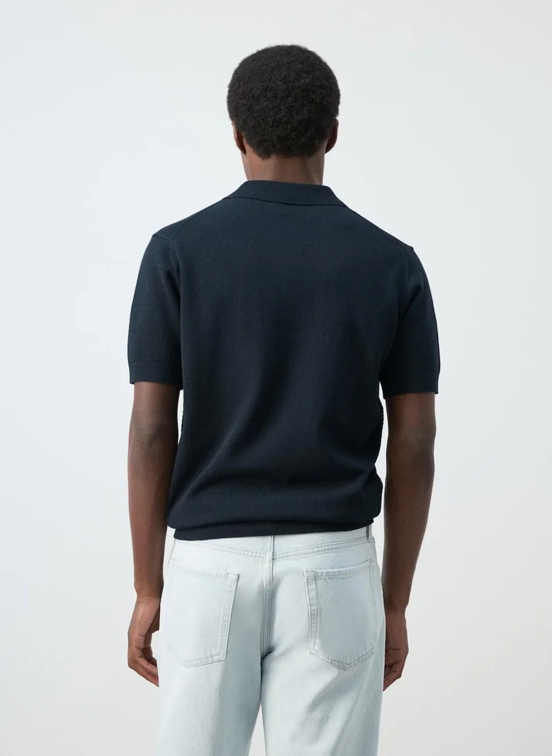 مانجو مان Knitted polo shirt with zipper and lace accents
