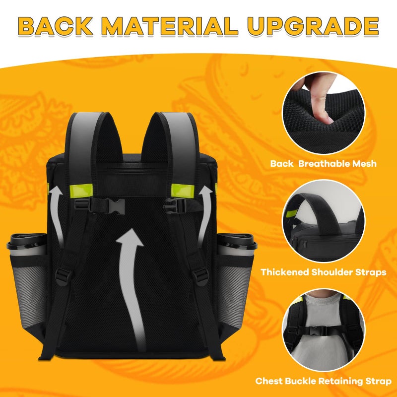 Ytonet Food Delivery Backpack with 7 Cup Holders, Extra Large Insulated Delivery Bags for Hot/Cold Food, Expandable Insulated Pizza Bag for Bike Fits for Uber Eat, Grubhub, Doordash, Black - Image 5