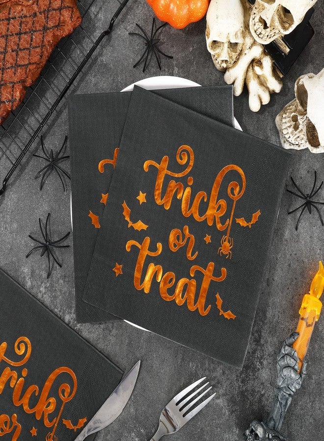 وولاين مجموعة مناديل هالوين من والين، 80 منديل، مقاس 5 × 5 بوصة، بنقشة الخفافيش والعناكب، مصنوعة من ورق مقوى أسود لامع وذهبي، مثالية لحفلات عشاء الهالوين. - Image 4