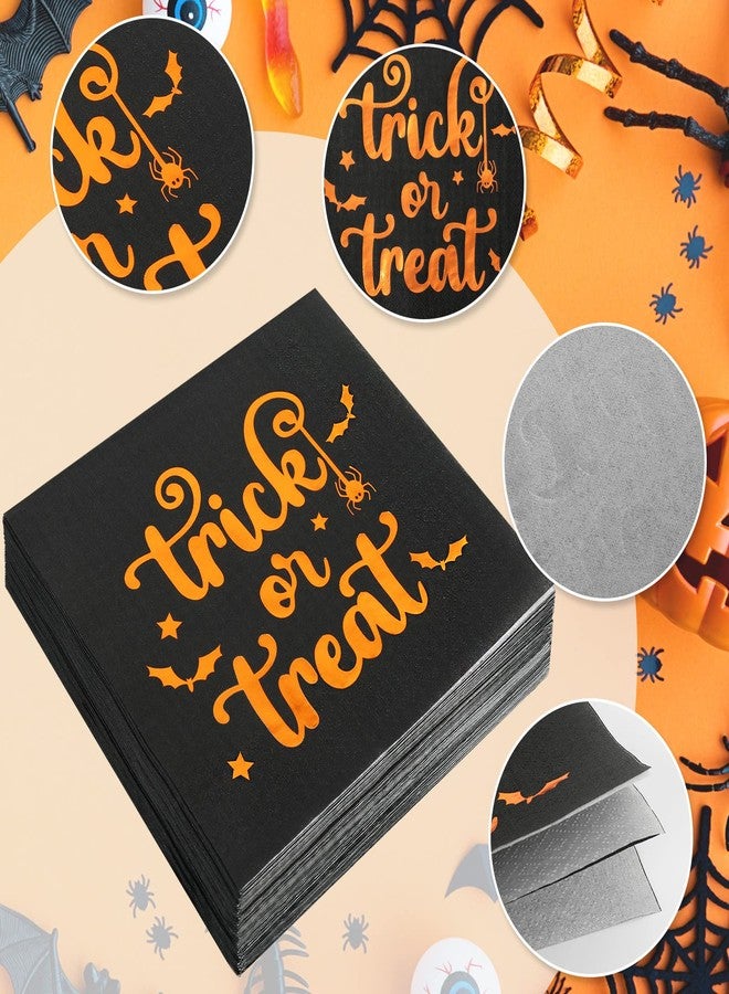 وولاين مجموعة مناديل هالوين من والين، 80 منديل، مقاس 5 × 5 بوصة، بنقشة الخفافيش والعناكب، مصنوعة من ورق مقوى أسود لامع وذهبي، مثالية لحفلات عشاء الهالوين. - Image 3