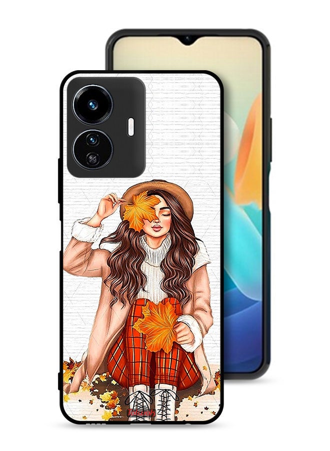 Tolwak Vivo Y77e 5G Protective Case Cover Holding Autumn Leaves Art - Image 1