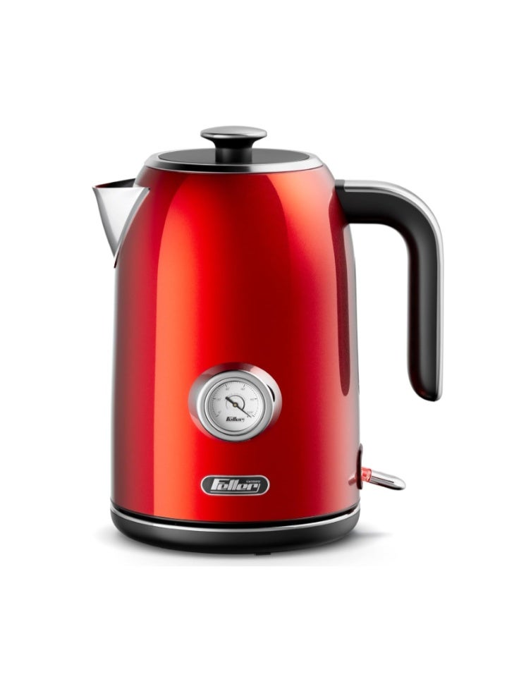 Feller Germany, Retro Style 1.7L Kettle with Thermometer, 2200 W, Stainless Steel Body, STRIX Controller, Dry Boil & Automatic Switch-Off, EK200, 2Y Guarantee-UAE Version - Image 1