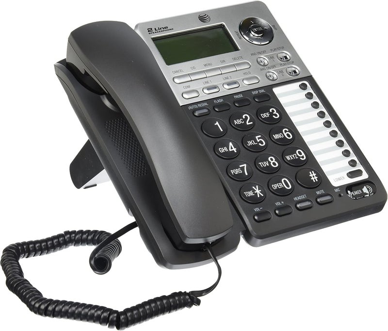 AT&T ML17939 2-Line Corded Telephone with Digital Answering System and Caller ID/Call Waiting - Black/Silver - Image 1