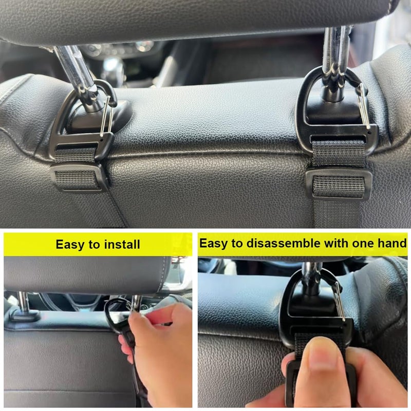 BEATUNEE Car Headrest Hooks, Backseat Storage Organizer Hangers, Universal Vehicle Seat Back Hooks, 4 Pack - Image 4