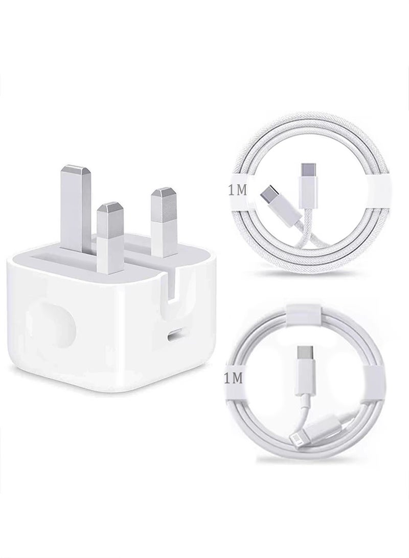 X-level 20W PD Fast Charger, Type-C Power Block Wall Charger Plug Adapter, 1M USB-C to Lightning Cable for  iPhone 16 15 14 13 12 11 Pro Mini XS XR X, iPad, AirPod, white - Image 1