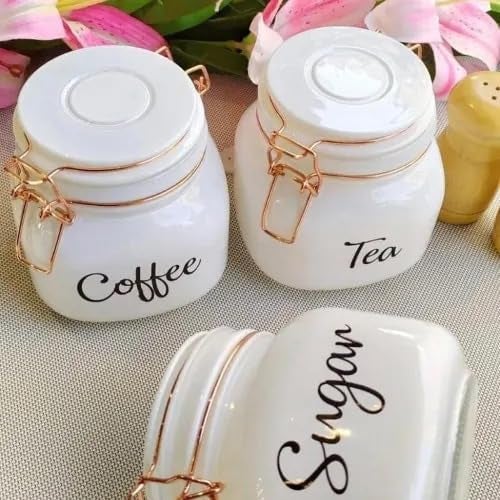 RAGYULA Glass Food Storage Airtight Tea Coffee Sugar containers for Kitchen Storage Container with Lid for Tea Coffee Sugar Dry Fruit Jars Storage Box Set of 3 White - Image 4