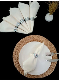 ION Napkin Ring Leaf Pattern Stainless Steel Set of 6  - Image 2