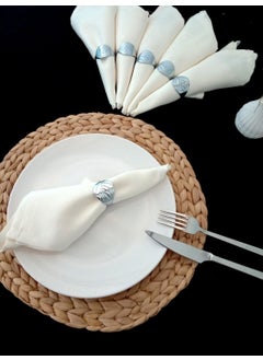 ION Napkin Ring Leaf Pattern Stainless Steel Set of 6  - Image 3