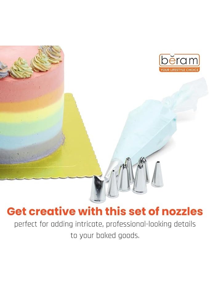 بيرام 24 قطعة من رؤوس التزيين المصنوعة من الستانلس ستيل أدوات تزيين الكيك طقم فوهات التزيين مع صندوق مجموعة تزيين المعجنات رؤوس تزيين للكريمة والزبدة والكيك والكب كيك والكوكيز وتصاميم الفوندان - Image 4