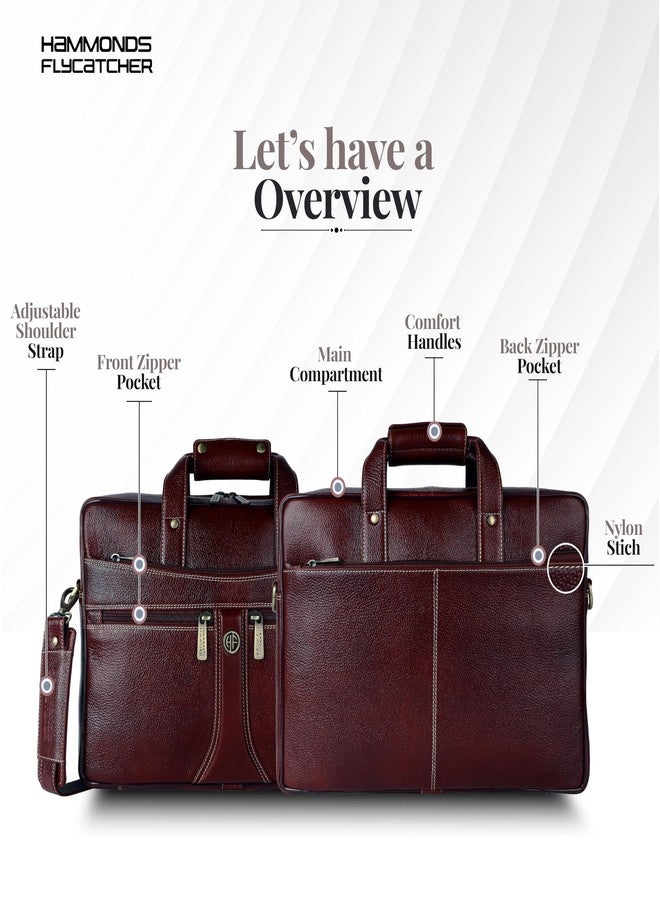 HAMMONDS FLYCATCHER حقيبة لابتوب من جلد هاموندز فلاي كاتشر للرجال بحجم 15.6 بوصة - حقيبة مكتبية للرجال للمكتب والسفر والاستخدام اليومي، حزام قابل للتعديل - مقاومة للماء - ضمان لمدة سنة - Image 3