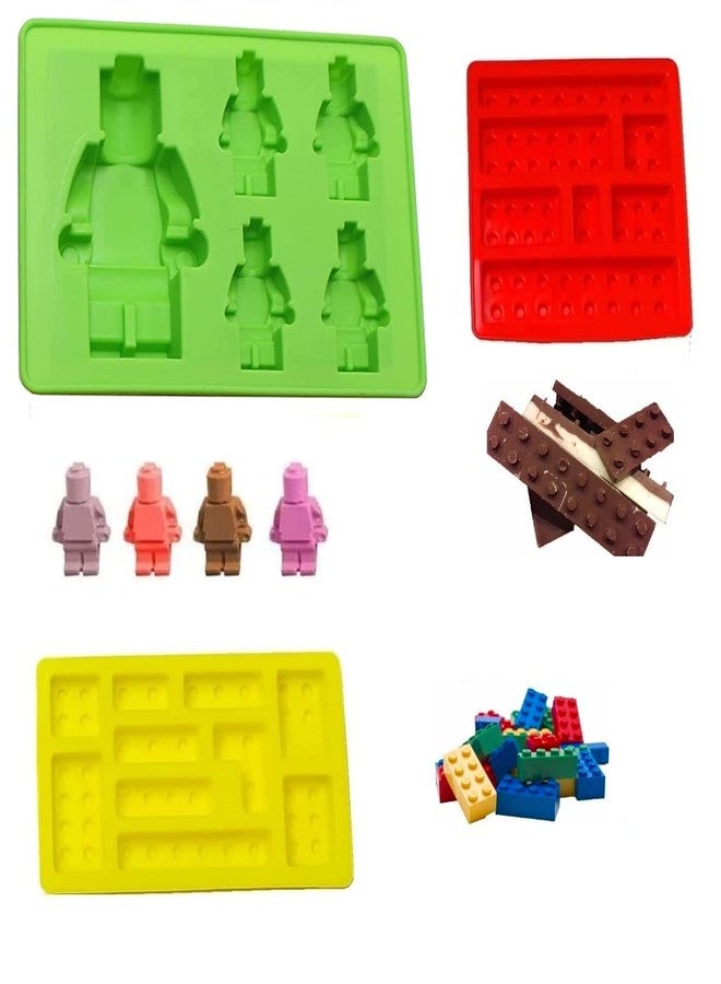 HSHQING Building Brick Candy Mold Silicone Chocolate Robot Mold Set of 3 Ice Trays Ideal Making Melted Chocolate Fondant Cake Jelly Ice Cube for Kids Party - Image 1